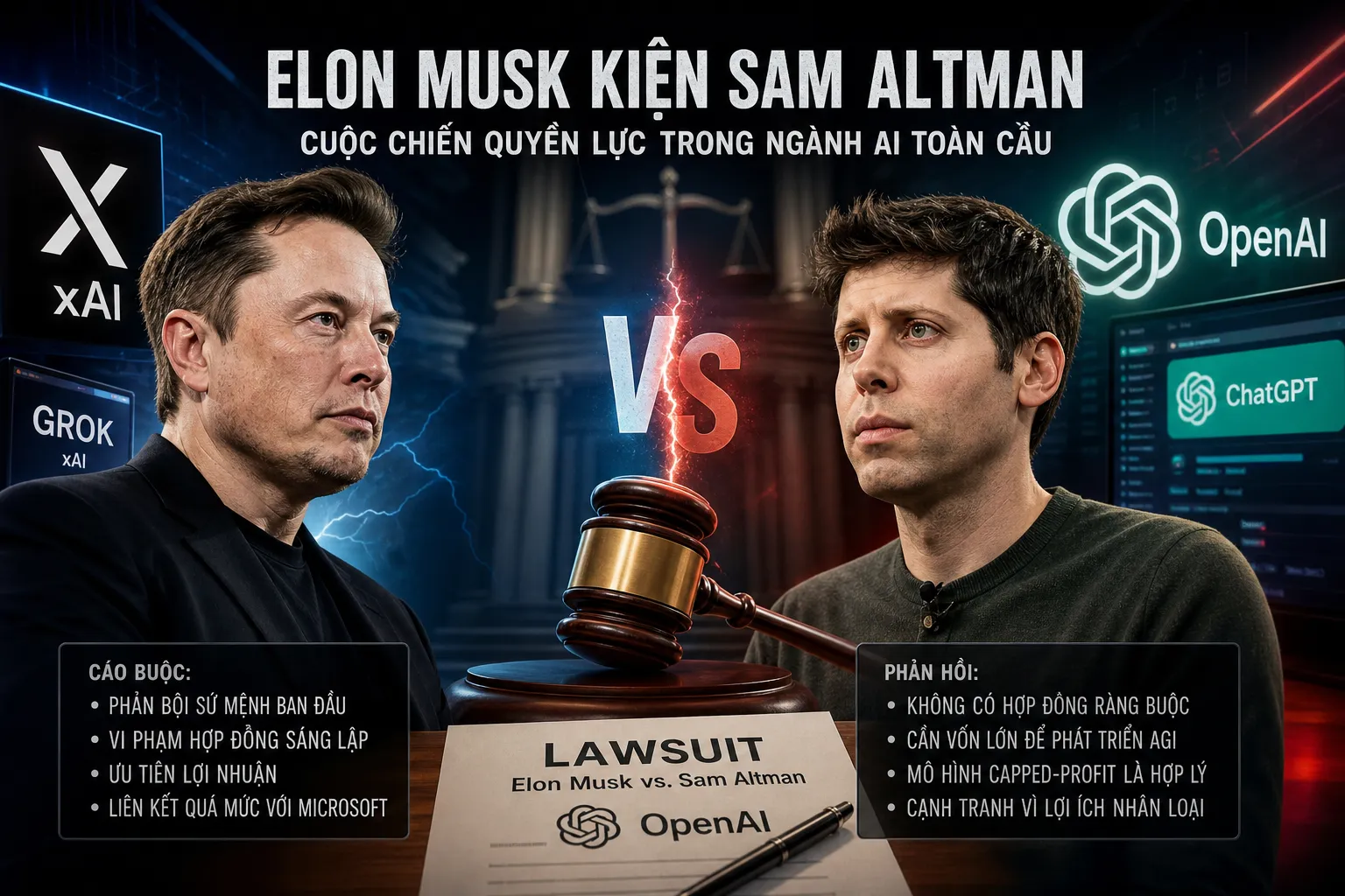 Elon Musk kiện Sam Altman: Toàn cảnh cuộc chiến quyền lực giữa tỷ phú công nghệ và OpenAI năm 2026